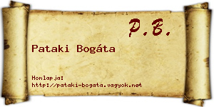 Pataki Bogáta névjegykártya